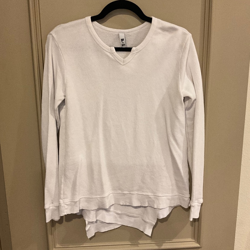 W by Wilt Long Asymmetrical White Sweatshirt Top Tunic Cotton XS Oversized OS